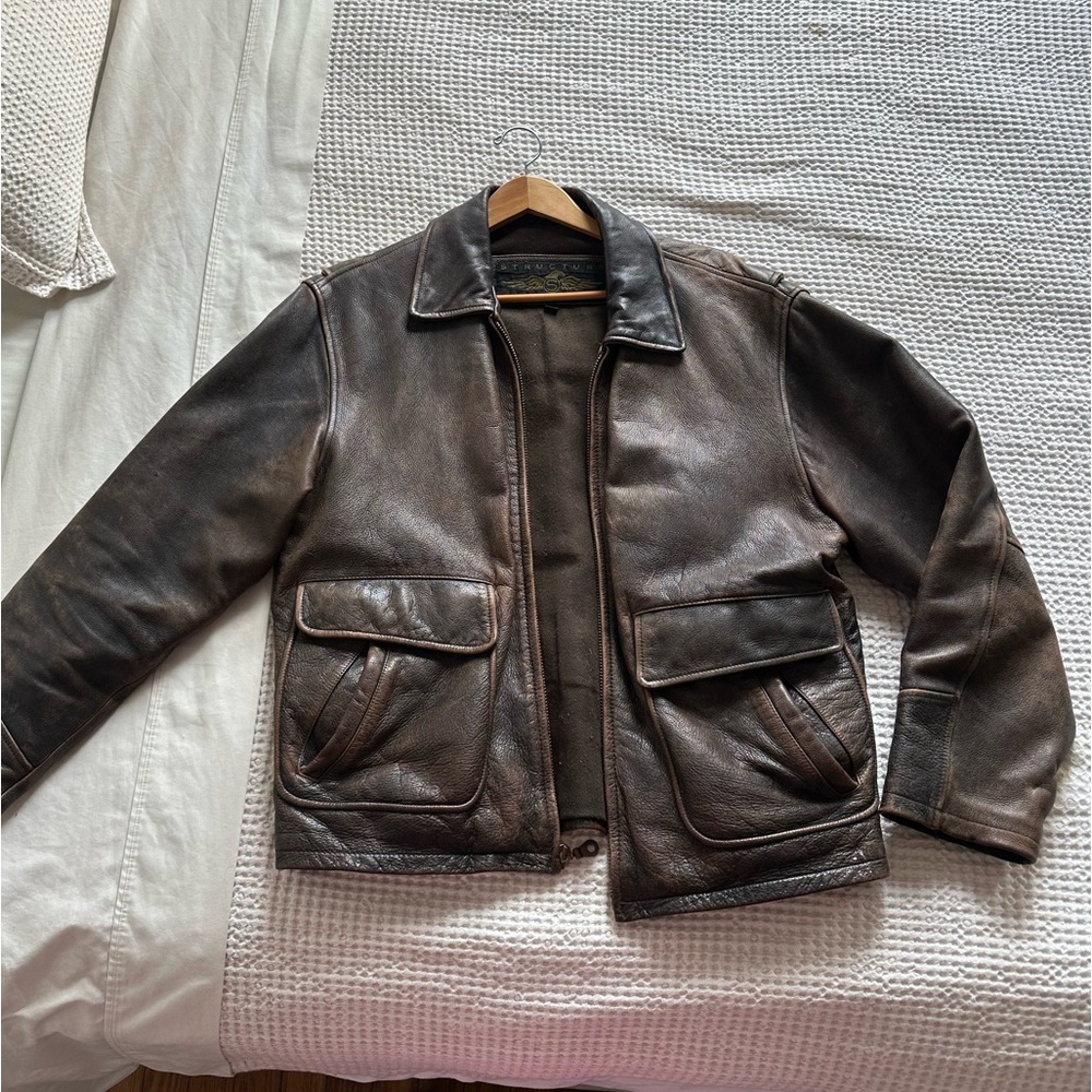 Structure Dark Brown Leather Field Jacket